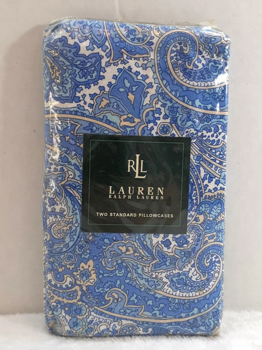 Lauren Ralph Lauren Standard Pillowcases Harbor View Paisley Periwinkle Vtg NOS